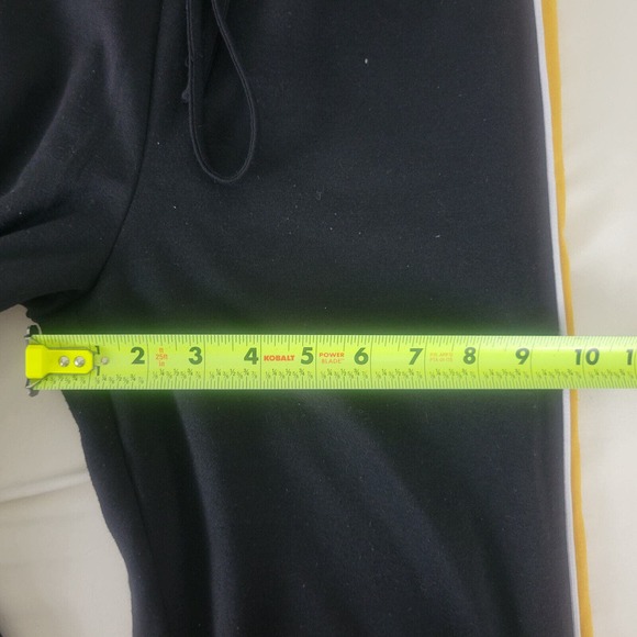 Forever 21 Womens Sweatpants Small Black‎ Yellow Stripe Drawstring Activewear - Picture 5 of 13